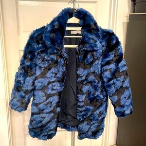 Stella McCartney Kids blue heart fur Jacket 6y